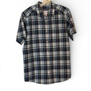 Patagonia Men's Organic Cotton Blue Plaid Button Up Short Sleeve Size L plaid